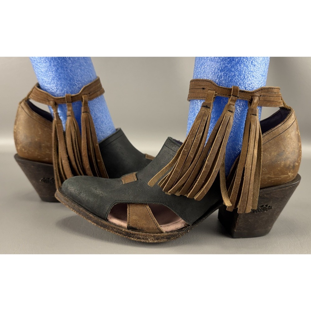 Miss Macie Mercy Me Leather Ankle Booties Distressed Western Cowgirl Fringe 8.5M